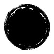 Hand painted grunge circle. Black round blob hand drawn with ink brush. Png clipart isolated on transparent background