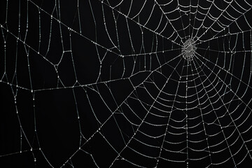 spider web with dew drops. Generative Ai