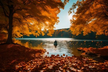 Wall Mural - sunset over the river