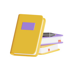 Poster - 3D Book Model Journeying Through the Pages. 3d illustration, 3d element, 3d rendering. 3d visualization isolated on a transparent background
