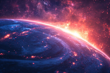 Poster - A soft ellipse planet with gentle LED lights, orbiting a neutron star.