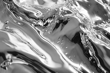 Poster - Liquid mercury captured in an abstract, shimmering silver pool.