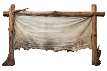 Wall Mural - Empty rotten wood banner sign on transparent background Generative Ai