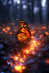 Poster - A majestic butterfly rising phoenix-like from the ashes.