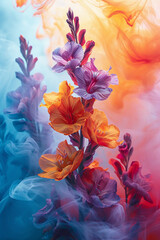 Poster - An abstract floral scene created with loose, flowing paint strokes.
