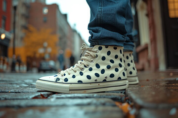 Poster - A stylish pair of dalmatian print sneakers paired with a casual outfit.