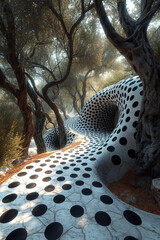 Poster - A virtual reality world entirely designed in dynamic dalmatian print themes.
