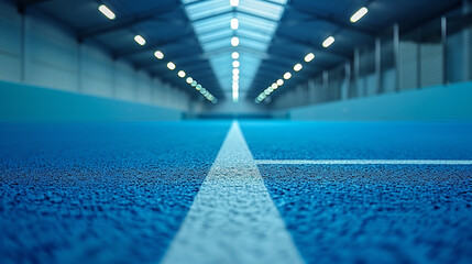 Poster - An indoor tennis court in a modern sports facility.