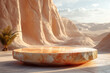 © Visualsan - Rock pedestal podium and marble shape. Aesthetic mockup scene product display background