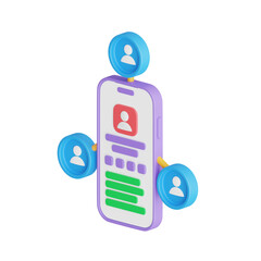 Aufkleber - 3D Social Network Model Building Connections and Community. 3d illustration, 3d element, 3d rendering. 3d visualization isolated on a transparent background