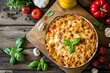 noodle casserole with mozzarella and vegetables