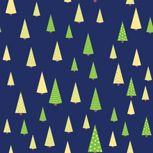 Winter Forest Scandinavian Hand Drawn Seamless Pattern. New Year, Christmas, Holiday