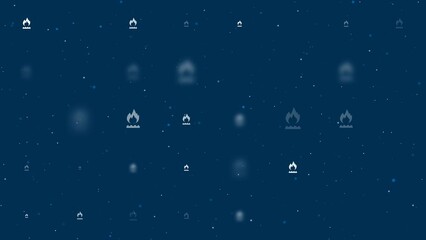 Poster - Template animation of evenly spaced gas symbols of different sizes and opacity. Animation of transparency and size. Seamless looped 4k animation on dark blue background with stars