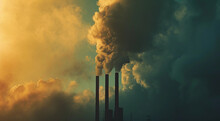 3 Chimneys Polluting By Putting Out A Lot Of Smoke A Lot Of Pollution