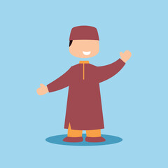 cute kids character muslim design illustration