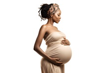 African Pregnant Woman Posing Isolated On White Background