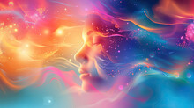 Dreamy Thoughts: A Vector Background With A Dreamy Representation Of A Human Head, Incorporating Dreamlike Imagery And Soft Colors, Ideal For Dream Interpretation Themes