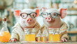 © João Macedo - Pig dressed as a scientist in a laboratory full of flasks and equipment, March, concept Animals, generative ai