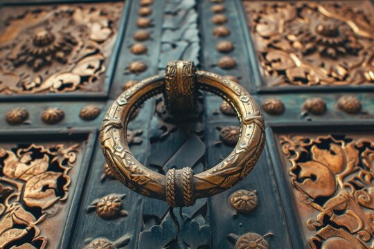Islamic door knocker and ornaments at Seville Cathedral.