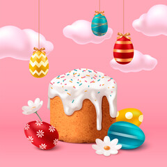 Sticker - Happy Easter composition in realistic design