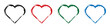 heart shape icons set . Black Red Green Blue love symbol on transparent background. paint brush drawn shape vector illustration.