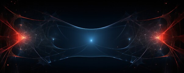Abstract spider web like digital glass frame with glow, on black background, empty copy space Generative Ai