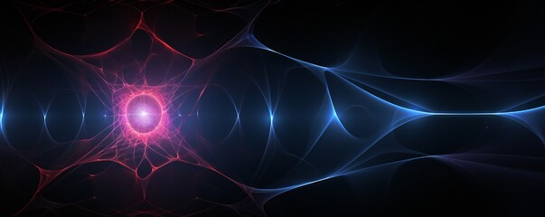 Abstract spider web like digital glass frame with glow, on black background, empty copy space Generative Ai