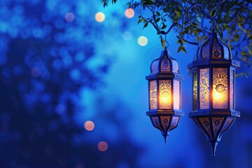 Poster - ramadan kareem islamic background blue