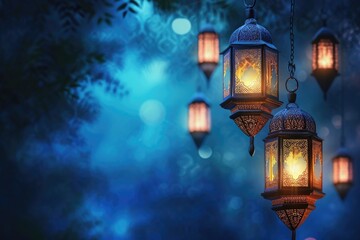 Poster - ramadan kareem islamic background blue