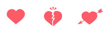 Set Heart Icon In Pink Colour