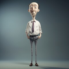 Leinwandbilder - Funny cartoon man standing with short torso Generative Ai