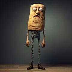 Leinwandbilder - Funny cartoon man standing with short torso Generative Ai
