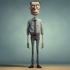 Leinwandbilder - Funny cartoon man standing with short torso Generative Ai