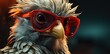 A stylish avian donning sunglasses adds a touch of sass to the natural world, showcasing its feathered elegance and wild spirit