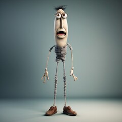 Leinwandbilder - Funny cartoon man standing with short torso Generative Ai