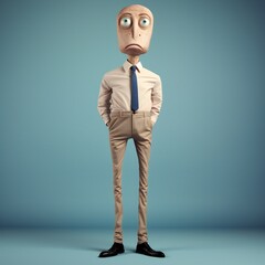 Leinwandbilder - Funny cartoon man standing with short torso Generative Ai