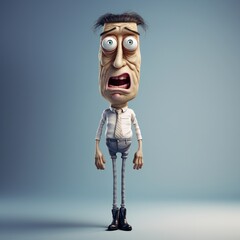 Leinwandbilder - Funny cartoon man standing with short torso Generative Ai
