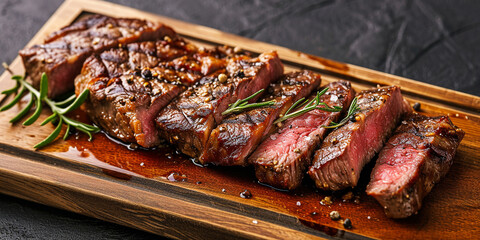 Juicy grilled beef steak with perfect sear marks