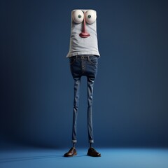 Poster - Funny cartoon man standing with short torso Generative Ai