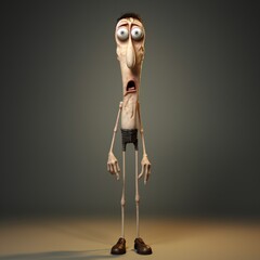 Leinwandbilder - Funny cartoon man standing with short torso Generative Ai