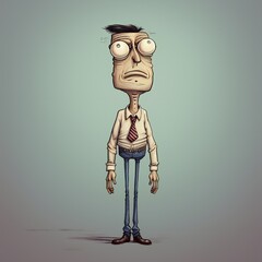 Leinwandbilder - Funny cartoon man standing with short torso Generative Ai