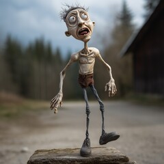 Poster - Funny cartoon man standing with short torso Generative Ai
