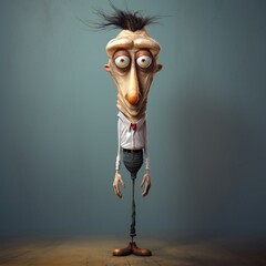 Poster - Funny cartoon man standing with short torso Generative Ai