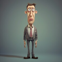 Poster - Funny cartoon man standing with short torso Generative Ai
