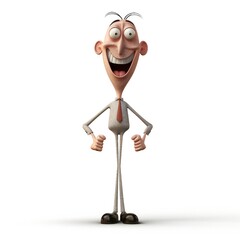 Poster - Funny cartoon man standing with short torso Generative Ai