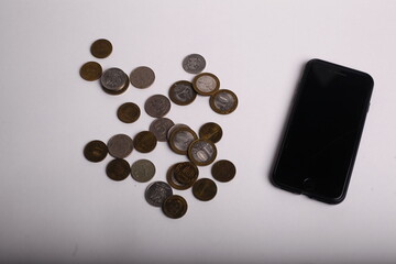 notebook Tablet pen phone coins