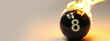 © Deivison - Burning 8 snooker ball on white background, billiard games concept.