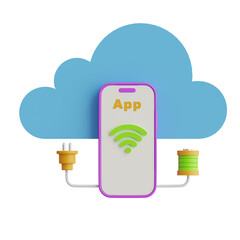 Aufkleber - 3D Application Model Redefining Software Delivery and Scalability. 3d illustration, 3d element, 3d rendering. 3d visualization isolated on a transparent background
