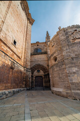 Side door of the Cathedral of La Asuncion in El Burgo de Osma. Soria. Spain. Europe.