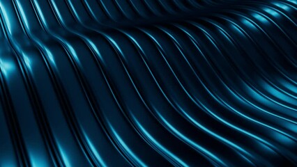 Wall Mural - Bright blue wave technology background. 3d render abstract motion texture for digital business concept. Futuristic pattern for cyberspace design. Seamless loop.